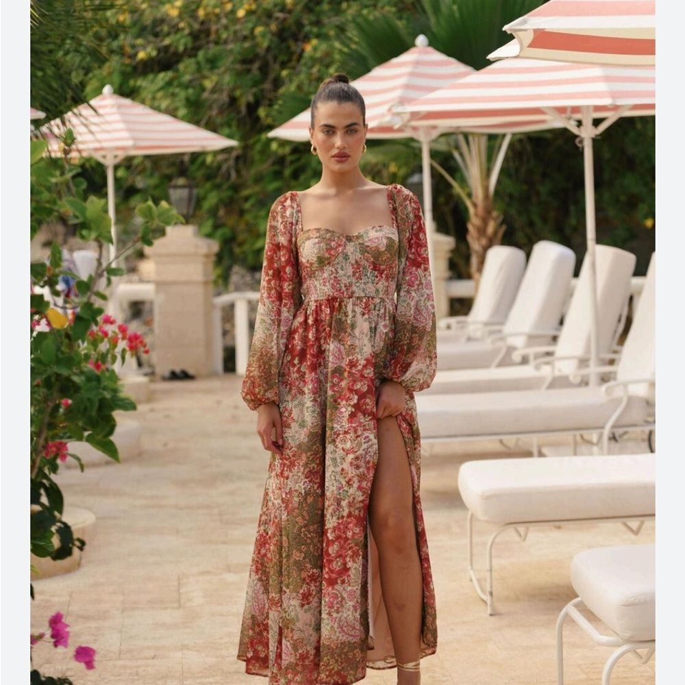 Hutch Floral Maxi Dress in Red and Green